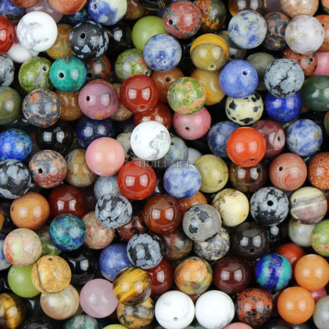 Mélange de pierres naturelles, perles rondes amples, 4, 6, 8 et 10mm, vente en gros de bijoux, pour la fabrication de bijoux, bijoux à bricoler soi-même ► Photo 1/4