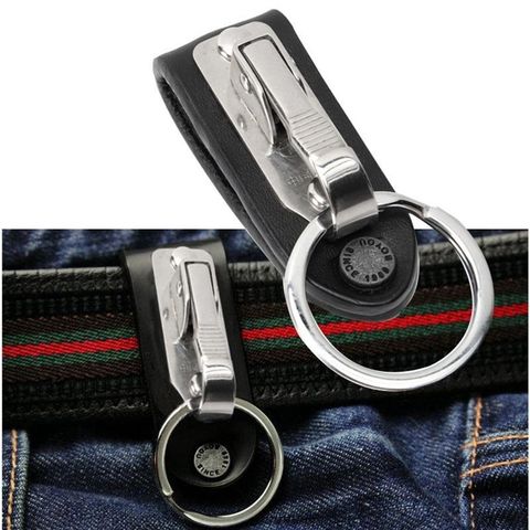Porte-clés pour ceinture, Clip Anti-perte pour ceinture, en cuir, excellente qualité, en acier inoxydable, 1 pièce, clé détachable, porte-anneau ► Photo 1/6