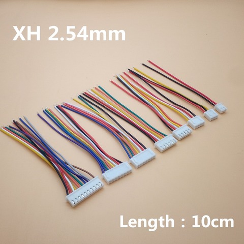 Câble connecteur XH 2.54 JST, 10cm de Long, 26AWG 2/3/4/5/6/7/8/9/10/12P à une extrémité, 10 pièces ► Photo 1/3