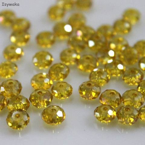 Isywaka – perles rondes en verre de cristal à facettes pour la fabrication de bijoux, couleur dorée, 4x6mm, 50 pièces ► Photo 1/6