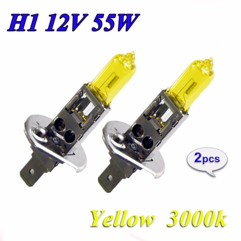 Hippcron-ampoule halogène H1 jaune | 2 pièces (1 paire) 12V 55W 3000K, verre de Quartz, phare de voiture, lampe antibrouillard xénon ► Photo 1/5