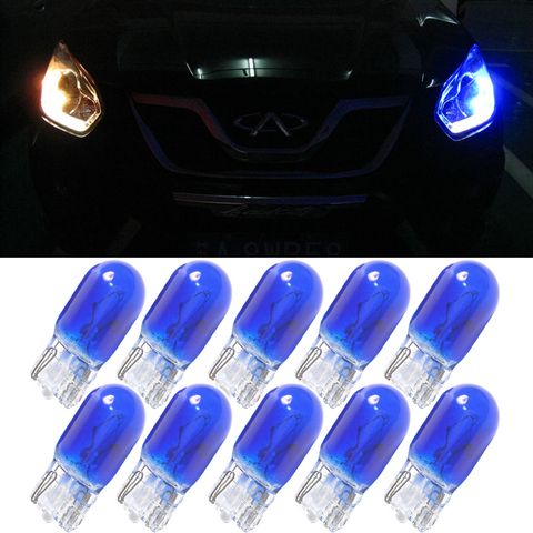 10 pièces T10 W5W couleur bleue 12V 5W voiture Instrument feux de stationnement halogène lampes de Position ► Photo 1/5