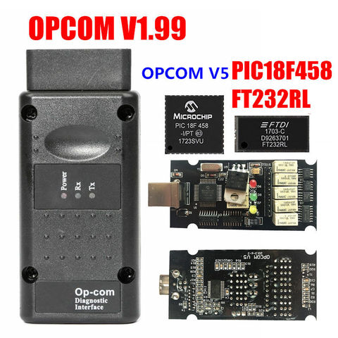 OPCOM – Firmware V1.59, V1.65, V1.70, V1.78, V1.95, V1.99, PIC18F458 + puce FTDI OP COM 1.99, dernière version SW 2014, op-com pour Opel ► Photo 1/6