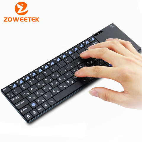 Zoweetek-clavier sans fil i12 plus, russe, espagnol, français, 2.4 ghz RF, avec pavé tactile et souris, pour PC, tablette, Android TV et boîtier IPTV ► Photo 1/6