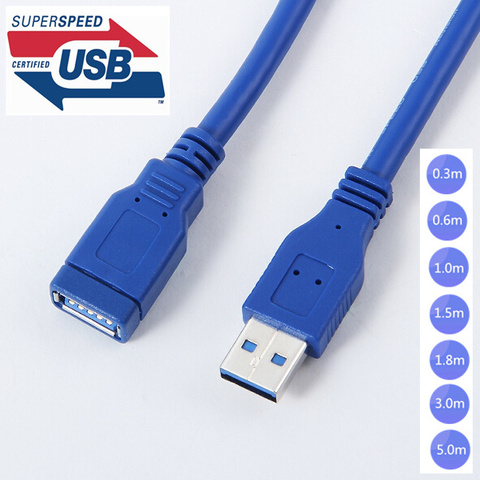 Câble d'extension USB 3.0 A mâle vers USB 3.0 A femelle AF, 0.3 m 0.6 m 1 m 1.5 m 3 m 1ft 2ft 3ft 5ft 6ft 10ft ► Photo 1/4