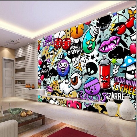 Beibehang-papier peint mural 3D | Papier peint personnalisé baby, graffitis colorés, pour chambres d'enfants, salon, arrière-plan ► Photo 1/2