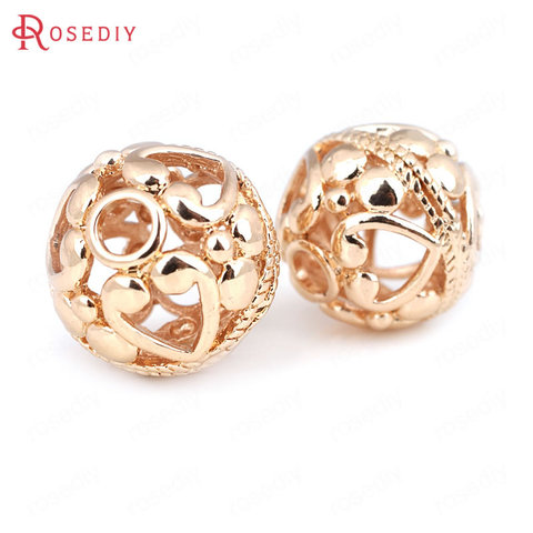 6 pièces de perles creuses en laiton, couleur Champagne or 24K, 10MM, 14MM, 18MM, 12x19MM, pour Bracelet, accessoires de bijouterie, de haute qualité, Diy ► Photo 1/6