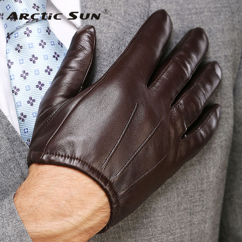 Haut à la mode pour homme, gants en cuir véritable, pour le poignet, en peau de mouton, fins, pour la conduite d'hiver, à cinq doigts, M017PQ2, 2022 ► Photo 1/6