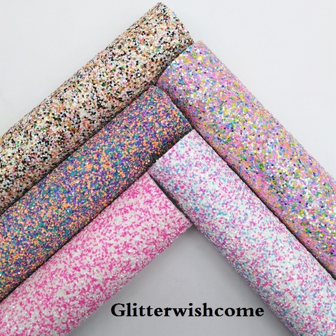 Glitter wishcome-vinyle taille A4 21x29cm, pour nœuds, tissu épais et pailleté en cuir, vinyle pour nœuds, GM075A ► Photo 1/6