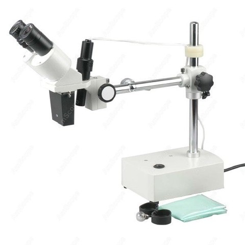 Microscope stéréo binoculaire, AmScope fournit un Microscope stéréo binoculaire 10X-20X avec bras à flèche + lumière ► Photo 1/6
