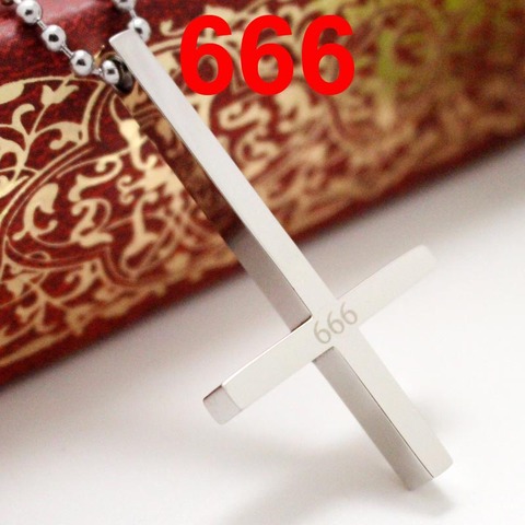 Acier inoxydable 666 inversé croix pendentif collier diable Lucifer Satan satanique bijoux haute qualité mode collier ► Photo 1/6