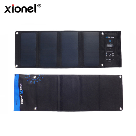 Xionel 28W téléphones portables pliants USB Portable panneau solaire charge rapide téléphone Portable étanche chargeur solaire ► Photo 1/6