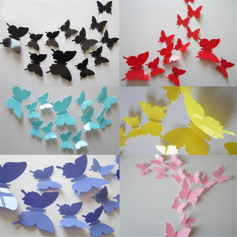 Stickers muraux 3D en forme de papillon, stickers pour réfrigérateur, décoration de chambre, fêtes, mariage, 24 pièces/lot ► Photo 1/6