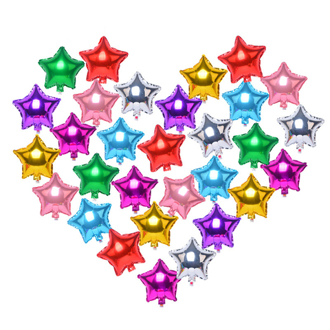 Ballons gonflables en aluminium en forme d'étoile et de cœur, 5 pouces, 50 pièces/lot, en aluminium, décoration de fête d'anniversaire et de mariage ► Photo 1/6