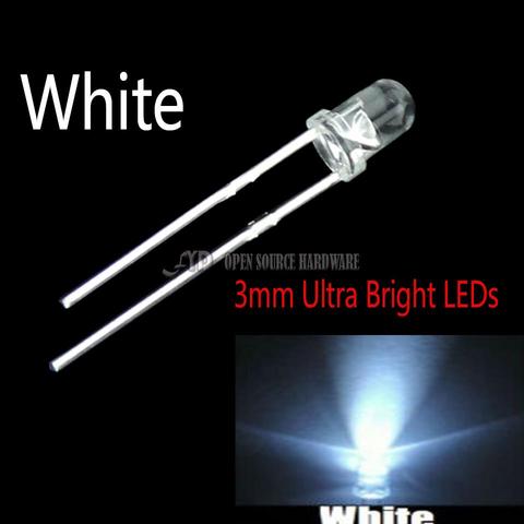Diode lumineuse LED blanche Super brillante, ronde, 3mm, 100 pièces ► Photo 1/3