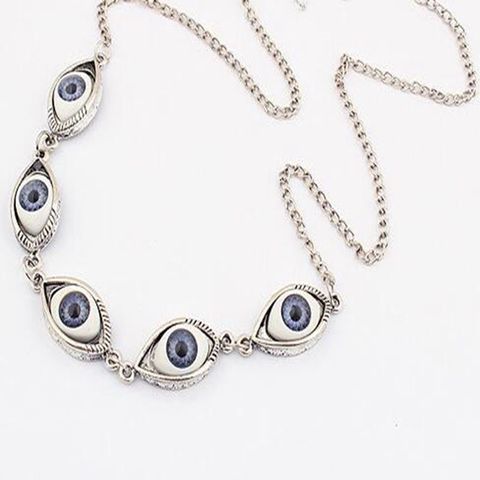 Vintage argent Bronze 5 ange diable yeux collier pendentif Punk Choker BFF déclaration collier pour femmes sorcière gothique bijoux cadeau ► Photo 1/6