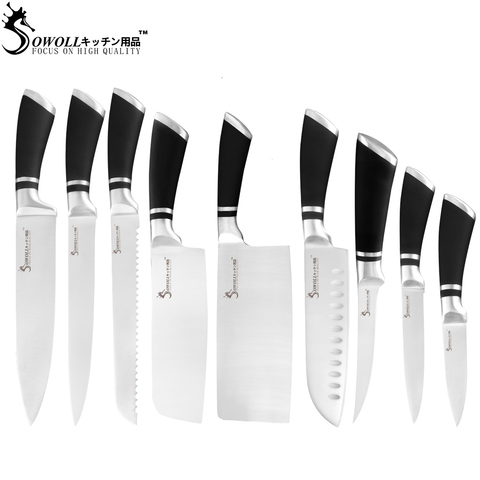 SOWOLL – ensemble de couteaux de Chef en acier inoxydable 3Cr13, couteau à trancher Santoku Nakiri, accessoire de cuisine ► Photo 1/6