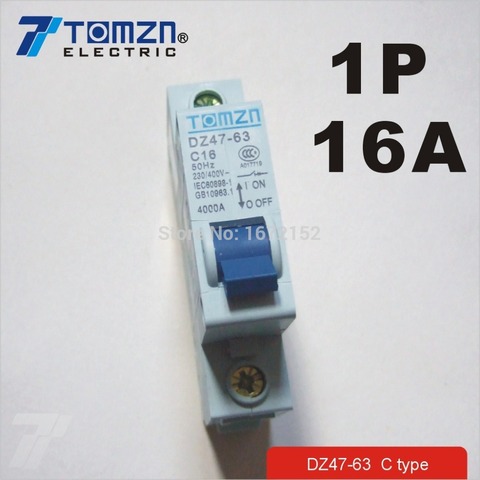 Mini disjoncteur, type MCB c45c, 1P, 16A, 230/400v ~ 50HZ/60HZ ► Photo 1/1