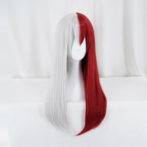 My Hero Academia – perruque longue de Todoroki Shoto pour femmes, perruque de Cosplay, cheveux rouges et blancs, Costume Boku no Hero Academia ► Photo 1/6