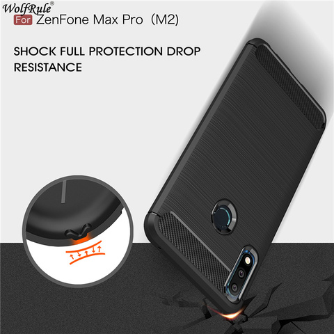 Coque de protection antichoc en caoutchouc pour ASUS Zenfone Max Pro M2, ZB631KL, étui de luxe en Fiber de carbone ► Photo 1/6