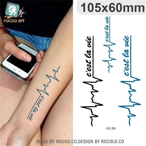 Body Art – tatouages temporaires imperméables pour hommes et femmes, autocollant de tatouage, design d'électrocardiogramme 3d à la mode, vente en gros, HC1089 ► Photo 1/1