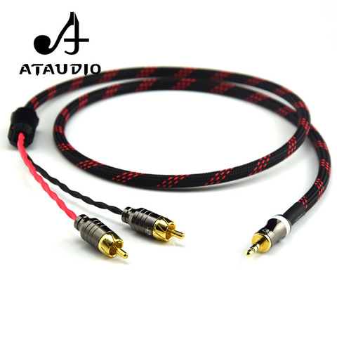 ATAUDIO Hifi Canare 3.5mm à 2RCA Audio Cabler PC amplificateur de téléphone portable interconnecter haute qualité 3.5 Jack à RCA câble ► Photo 1/6