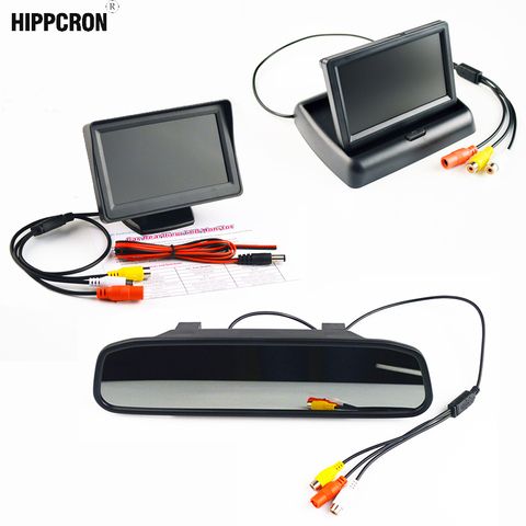 Hippcron LCD voiture moniteur 4.3/5 pouces TFT affichage bureau/pliable/miroir 4.3/5 ''vidéo PAL/NTSC Auto Parking rétroviseur sauvegarde ► Photo 1/4