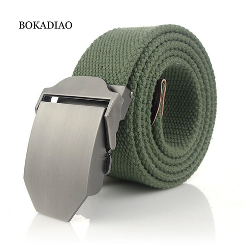 BOKADIAO-ceinture en toile militaire de luxe, avec boucle en métal brillante, pour jeans, style militaire, pour femmes, accessoire pour la taille ► Photo 1/6