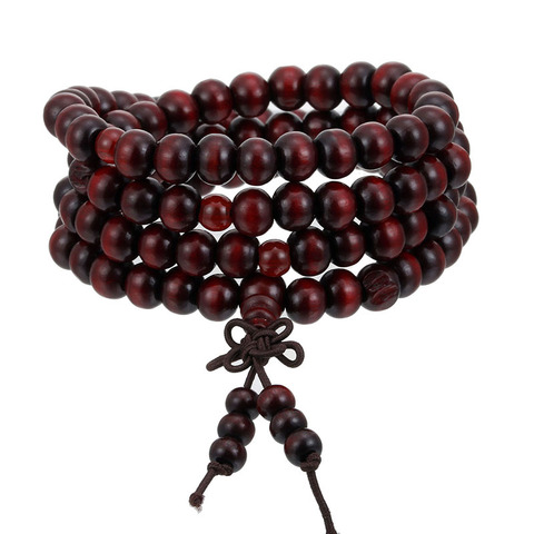 Bracelet Mala en bois de santal naturel pour hommes et femmes, 108 perles de prière, méditation bouddhiste, bouddha, 1 pièce de 8mm ► Photo 1/6