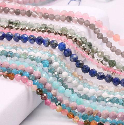 Petites perles en pierre naturelle, Section de perles amples pour la fabrication de bijoux, Bracelet DIY 38cm taille 2 3 4 mm ► Photo 1/6