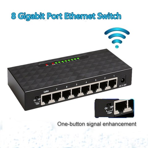 8 ports Commutateur de Réseau de Gigabit Ethernet Smart Switch de bureau 10/100/1000Mbps Rapide Vlan Gigabit Commutateur Réseau Ethernet Lan Moyeu ► Photo 1/6
