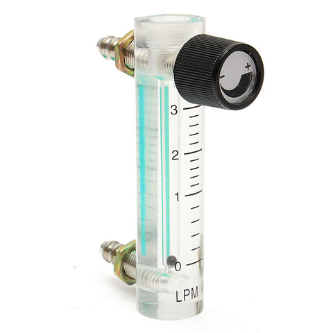 Débitmètre d'oxygène de gaz acrylique 0-3LPM 93mm, avec Valve de contrôle, connecteur en métal 0,1mpa, laiton acrylique nickelé ► Photo 1/6