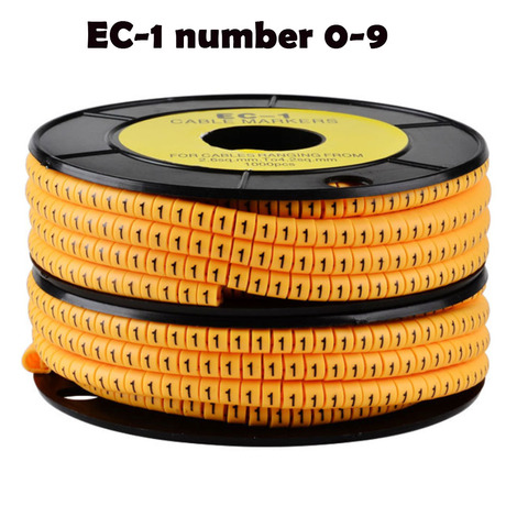 Rouleau jaune pour mélanger le numéro, 500 pièces, marqueur de câble avec numéro 0 à 9, pour câble taille EC-1 mm, matériel en PVC, 2.5mm ► Photo 1/5