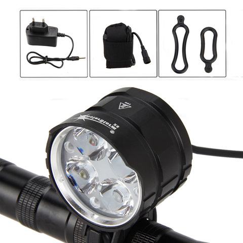 SolarStorm – lampe frontale à 4 LED XML T6, 3200 LM, lampe torche pour bicyclette, chargeur AC ► Photo 1/1