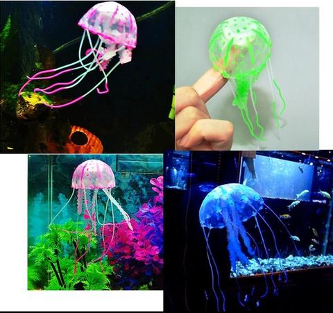 Brillant artificiel méduse Aquarium décoration Silicone vif réaliste Aquarium ornement décor ► Photo 1/6