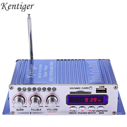 Kentiger HY502 amplificateur stéréo de voiture Audio 12V Mini 2CH Super basse lecteur de musique numérique amplificateur de puissance Support USB MP3 FM Hi-Fi ► Photo 1/6