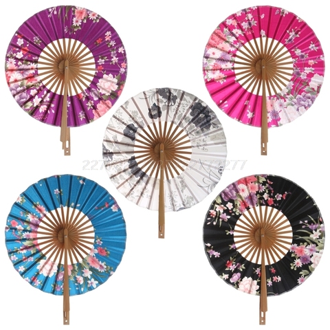 Pochette de fleurs Sakura | Nouveau Style japonais, éventail à main pliable circulaire pour décor de fête, cadeau N24 livraison directe ► Photo 1/6