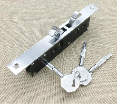Serrure de porte coulissante à double crochet en acier inoxydable, serrure de porte en aluminium ► Photo 1/3