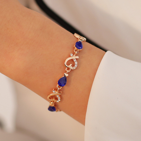 Bracelet 5 couleurs pour femmes, jolie, coloré cristal autrichien, mode, chaine cœur, parfait cadeau, disponible en vente en gros, 2022 ► Photo 1/6