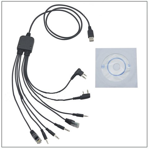 Câble de programmation USB 8 en 1 pour ordinateur, pour Kenwood Baofeng Motorola Yaesu pour Icom Handy walkie-talkie, logiciel CD ► Photo 1/5
