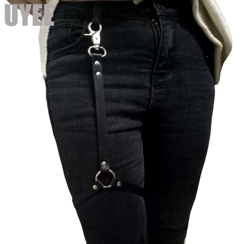 UYEE – harnais de jambe Sexy Harajuku pour femmes, jarretelles en cuir PU, jarretelles serrées, sangle Punk, anneau en métal, ceintures, LP-102 ► Photo 1/6
