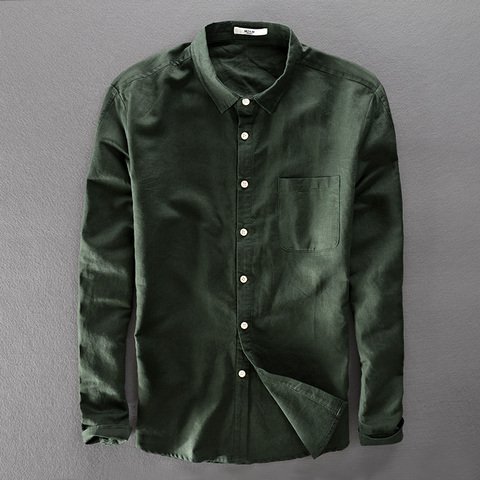 Chemise à manches longues homme, de marque italienne, design unique, en coton et en lin, 2022 ► Photo 1/6