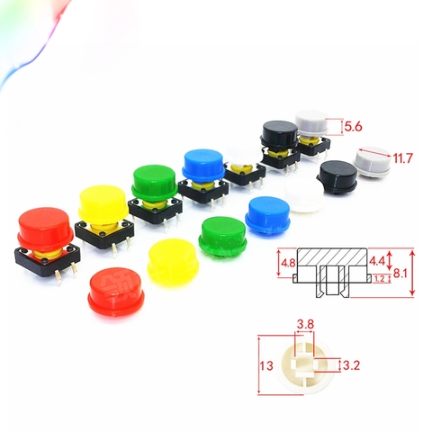 50pcs Gratuit shopping Rond Bouton Tactile Casquettes Kits 9.58*5.1mm pour 12*12*7.3mm Micro Interrupteur Tactile Pour Arduino ► Photo 1/1