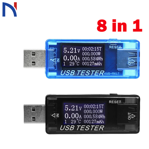 Détecteur de tension de courant 8-en-1 LCD QC 2.0 3.0 USB, voltmètre, ampèremètre, testeur de capacité batterie externe ► Photo 1/5