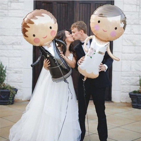 Ballons en aluminium pour décorations de mariage de marié et de mariée, 1 pièces, mariage garçon et fille, boules à hélium d'amour, fournitures de fête de saint-valentin, jouets ► Photo 1/6