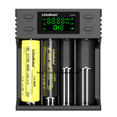 Liitokala – chargeur de batterie au Lithium Lii-PD4 Lii-S2 Lii-S4 Lii-500S 18650 3.7, 21700 V 26650 25500 18500 20700 14500 16340 AA ► Photo 1/6