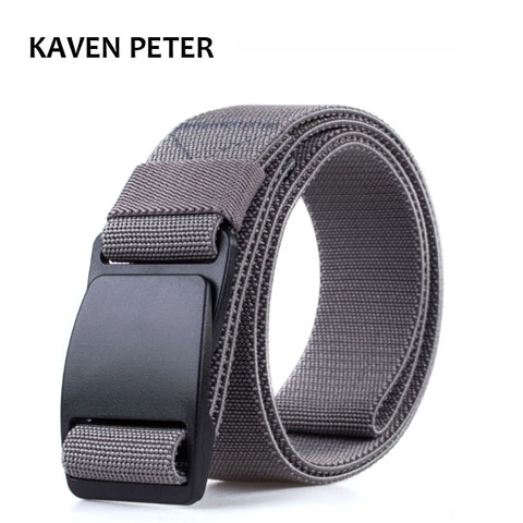 Ceinture en toile pour hommes, ceinture élastique à boucle en plastique, taille tactique de l'armée, largeur de sangle de haute qualité 3.8CM, gris, noir, rouge ► Photo 1/1