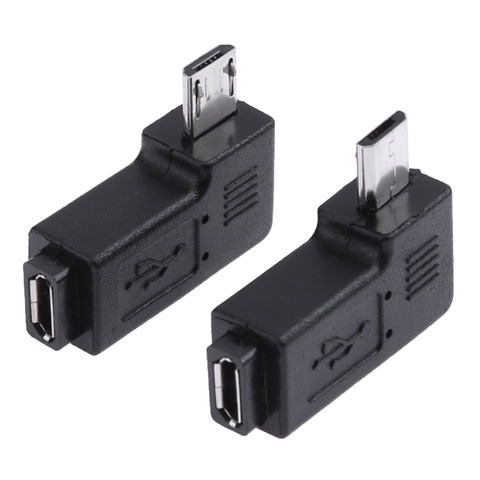 2 pièces 90 degrés à Angle droit Micro USB femelle à Micro USB mâle adaptateur connecteur en forme de L Micro USB mâle à femelle convertisseur ► Photo 1/6