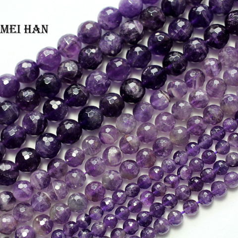 Meihan Meihan livraison gratuite naturel 6mm,8mm,10mm améthyste à facettes rondes perles en vrac pour la conception de fabrication de bijoux ou cadeau ► Photo 1/1