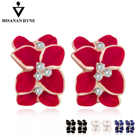 MISANANRYNE mariée femmes nouvelle mode Bijoux couleur or émail cristal autrichien fleur Bijoux boucles d'oreilles pour dames de mariage ► Photo 1/6